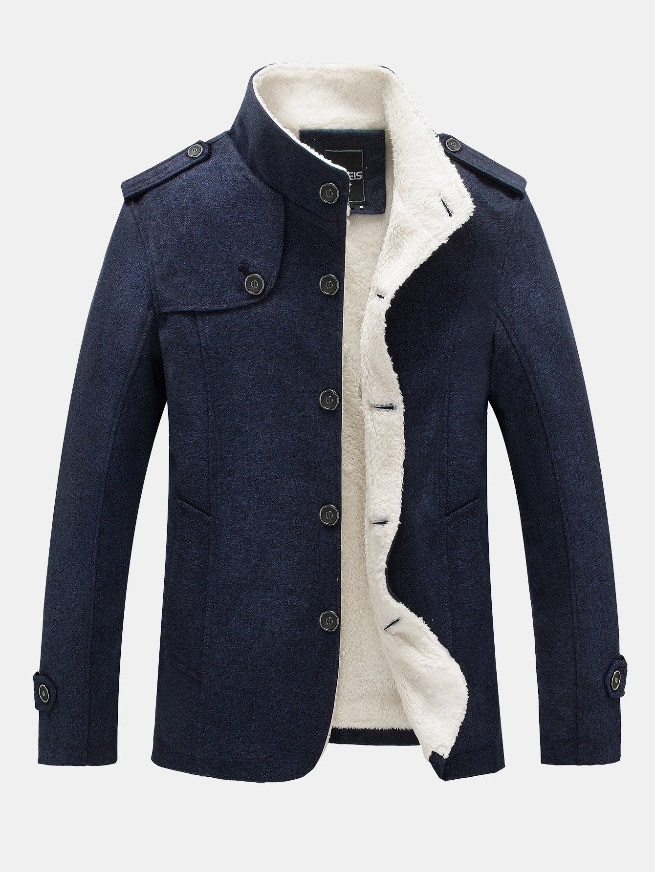 Teddy Lined Funnel Neck Wool Look Coat